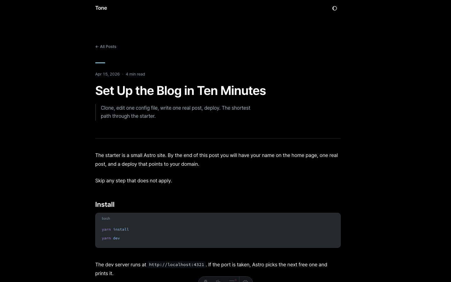 Tone website template — page 5