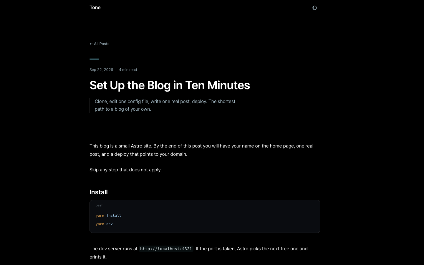 Tone website template preview 5