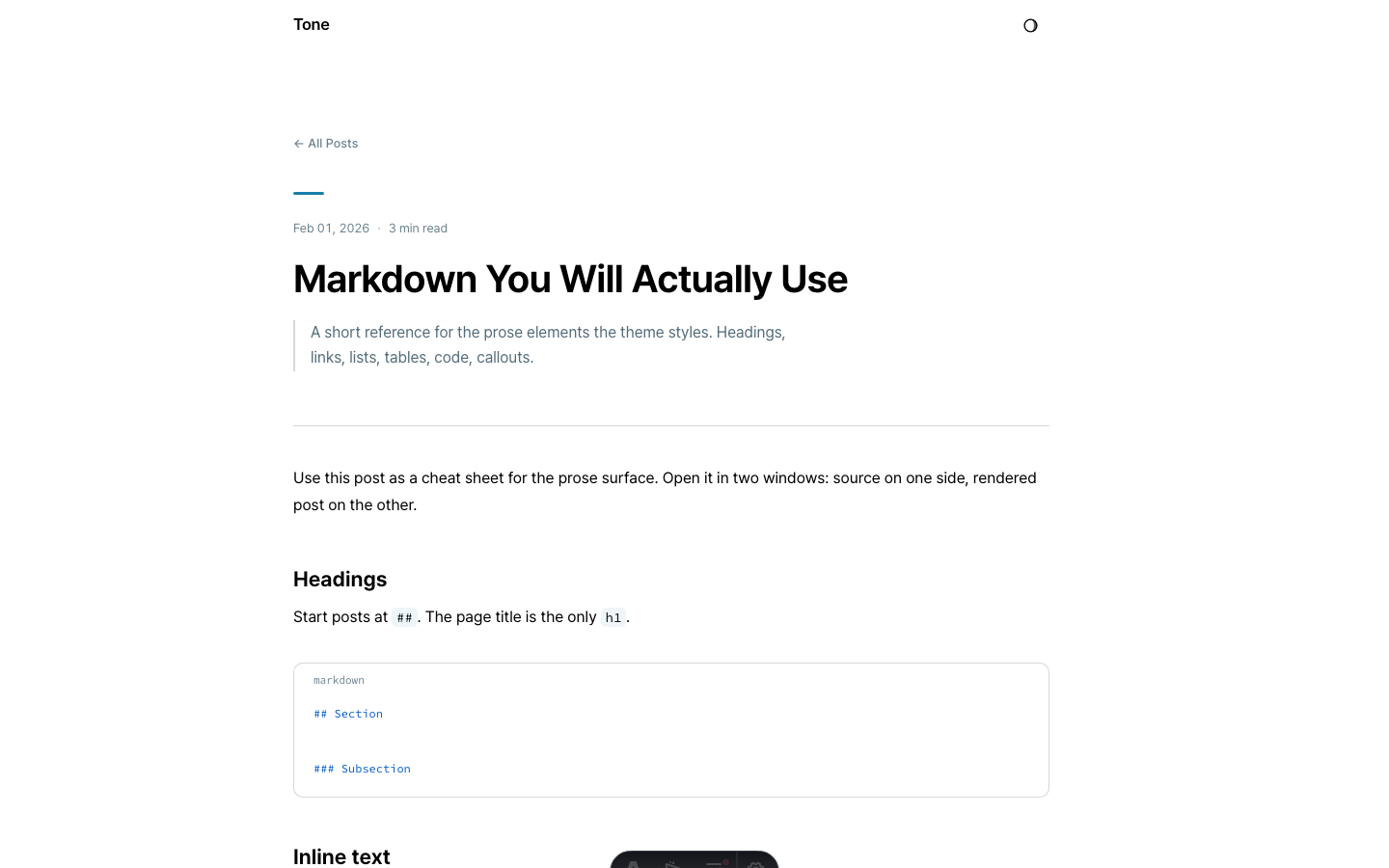 Tone website template — page 6