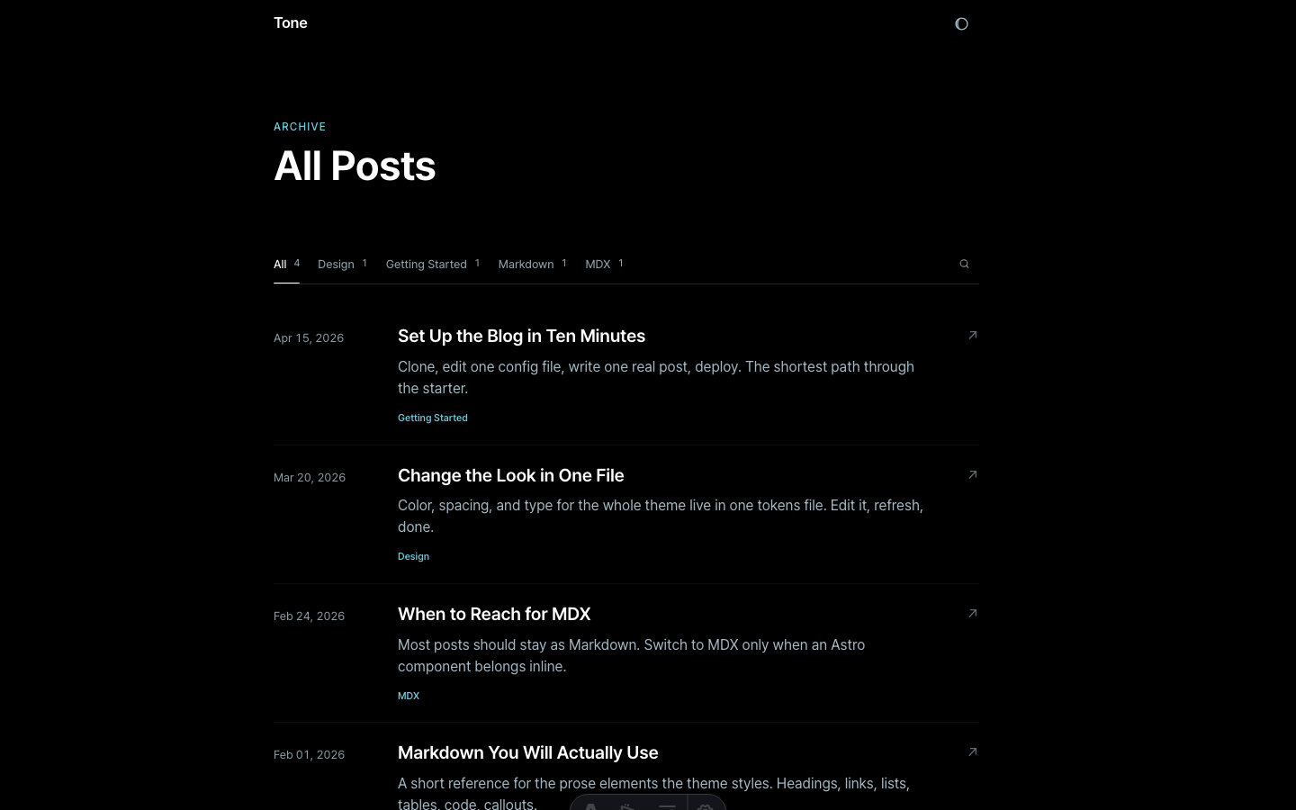 Tone website template — page 8