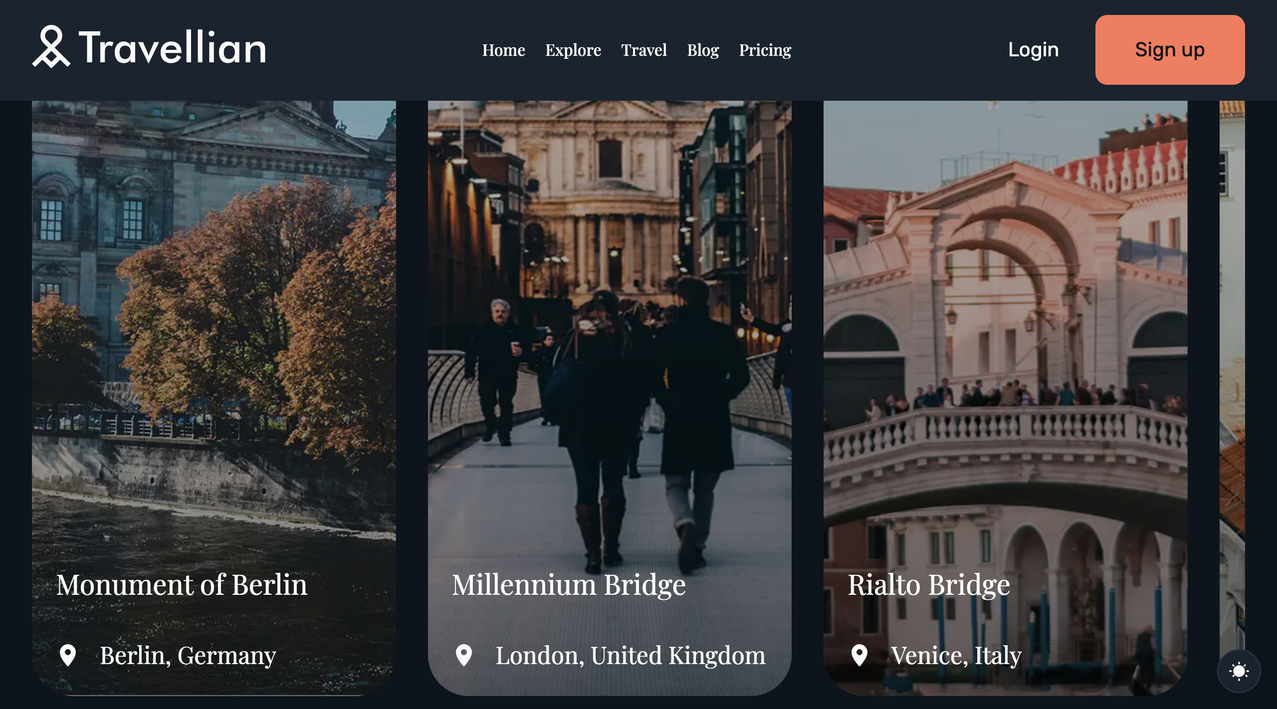 Travellian website template — page 3