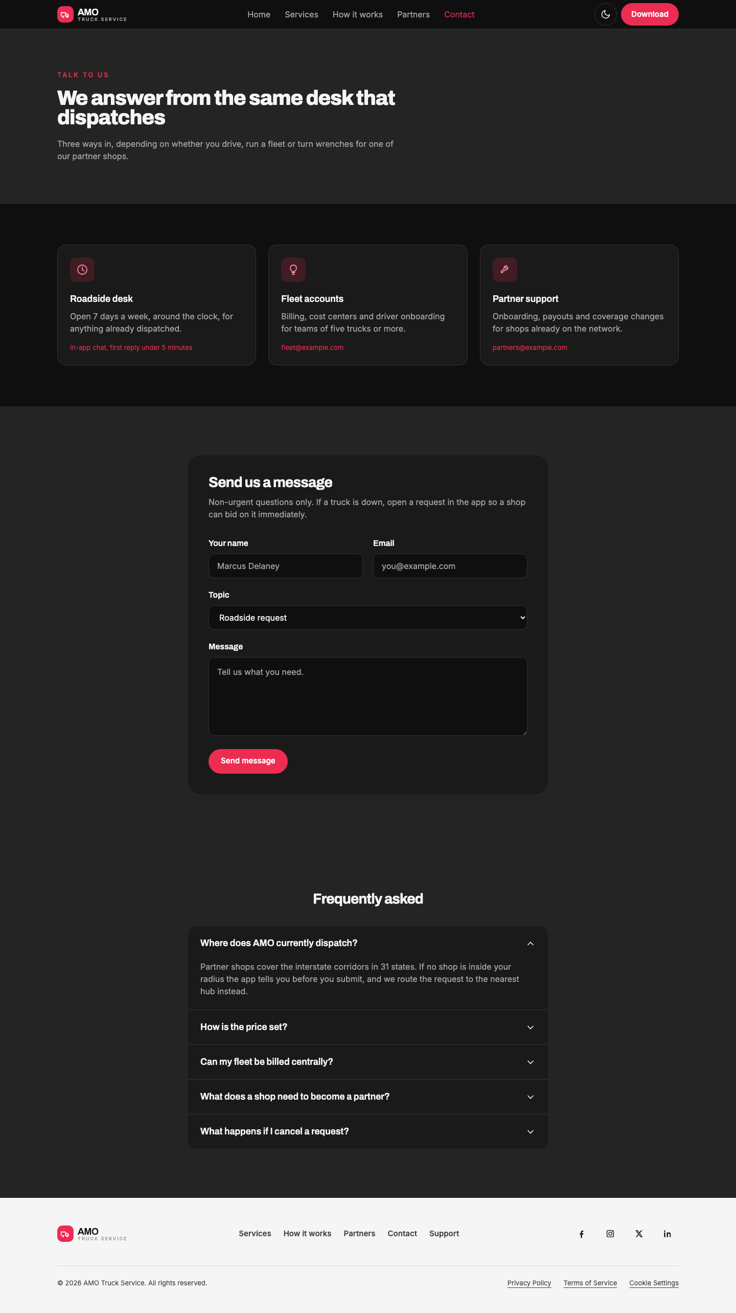 AMO Truck Service - Full Width website template preview 6