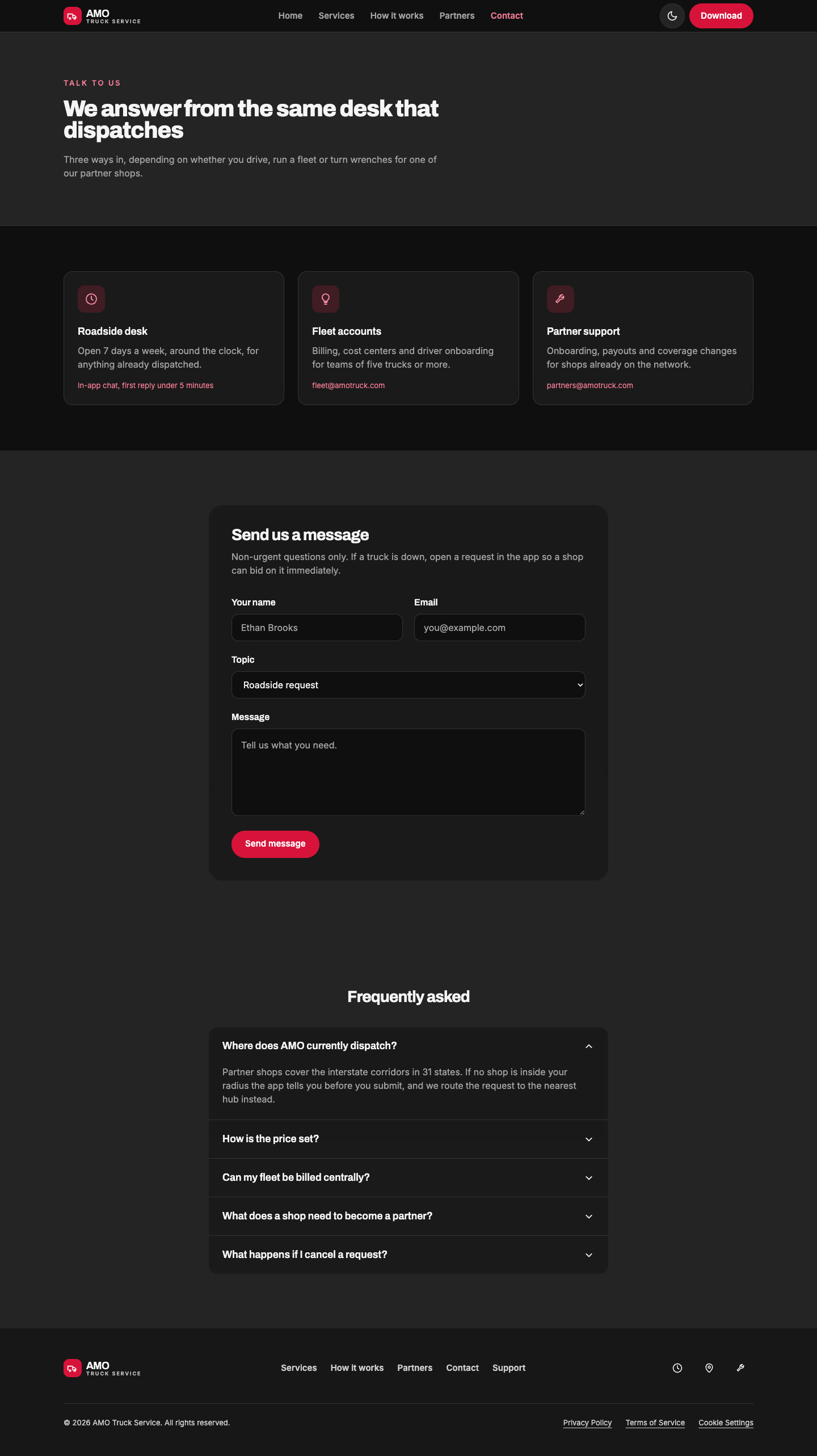 AMO Truck Service - Full Width website template preview 6
