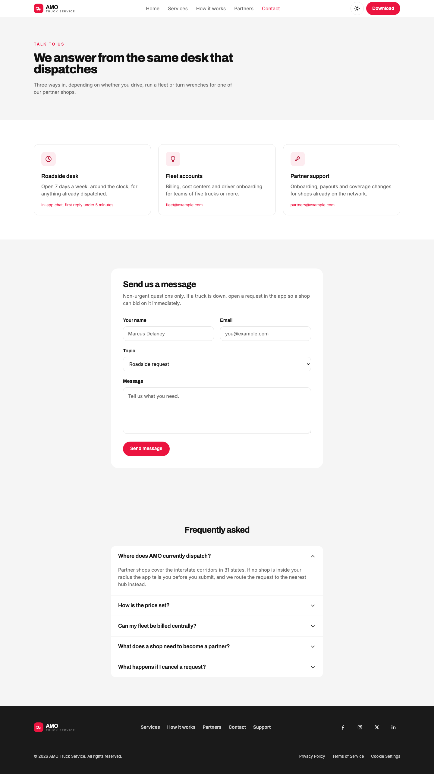 AMO Truck Service - Full Width website template preview 7