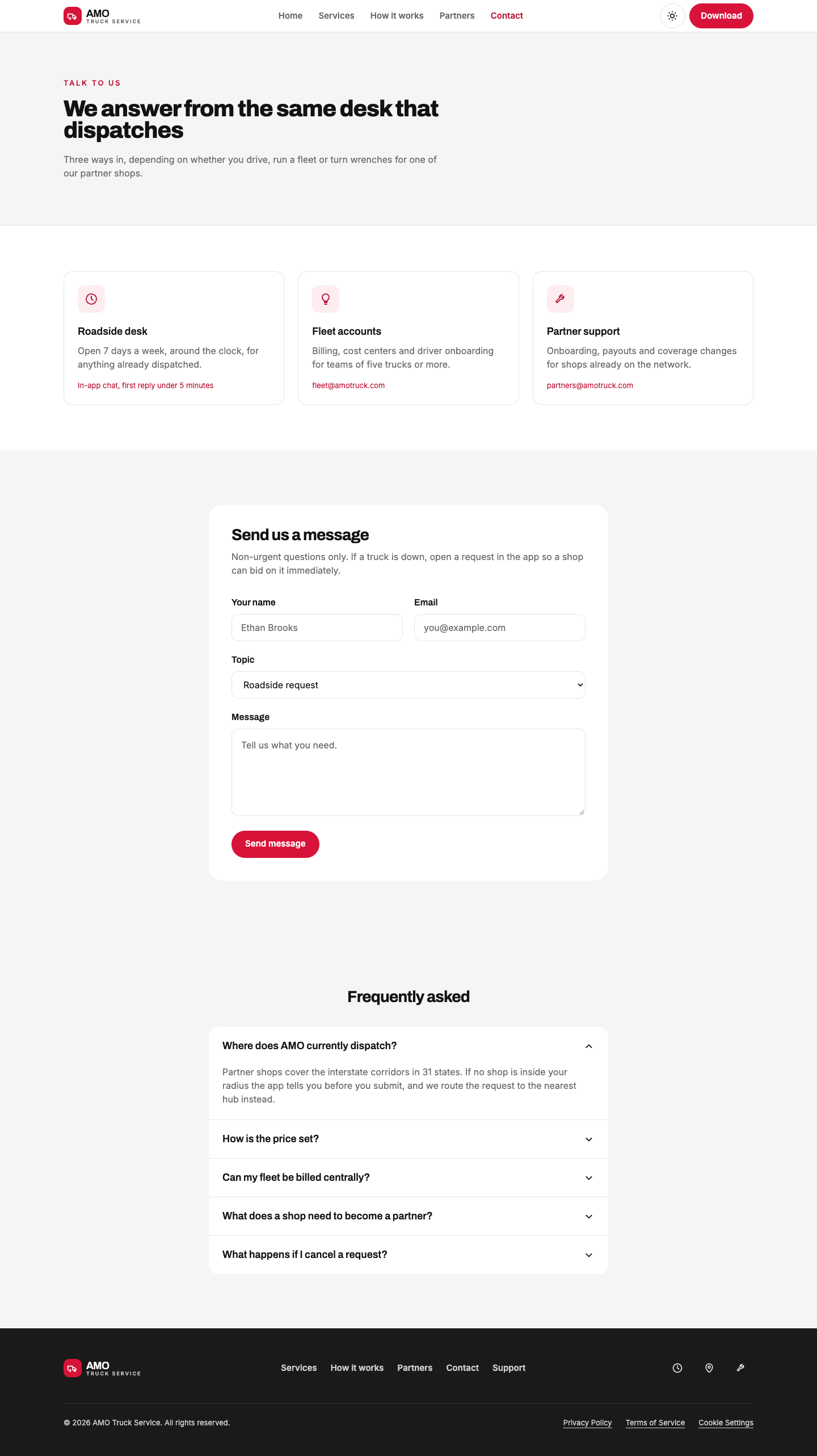 AMO Truck Service - Full Width website template preview 7
