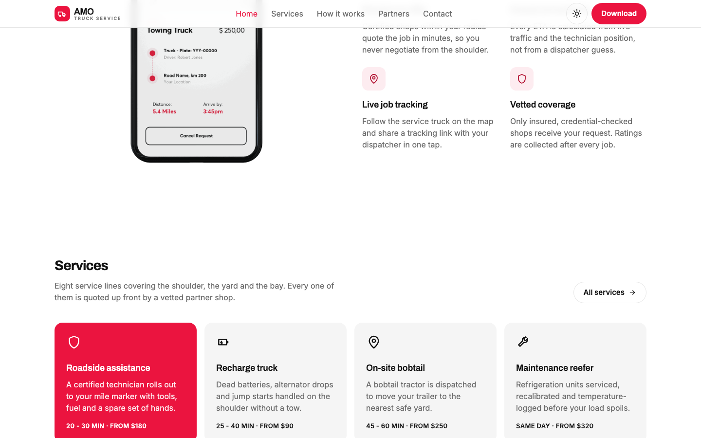 AMO Truck Service - Full Width website template preview 5