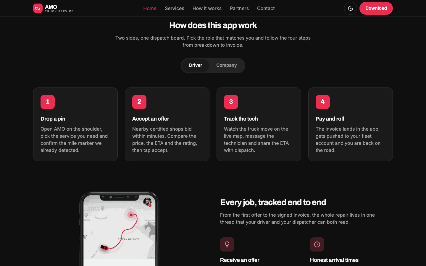 AMO Truck Service - Full Width website template preview 4