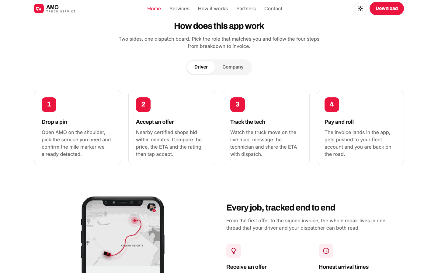 AMO Truck Service - Full Width website template preview 3