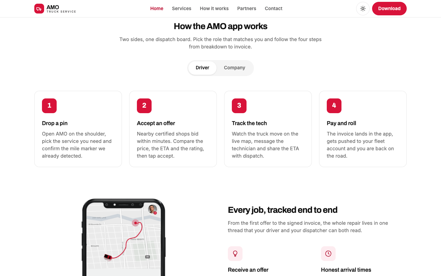 AMO Truck Service - Full Width website template preview 3