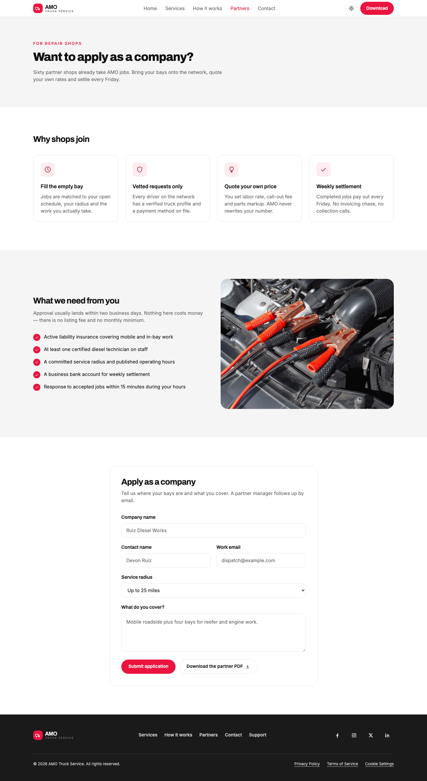 AMO Truck Service - Full Width website template preview 9