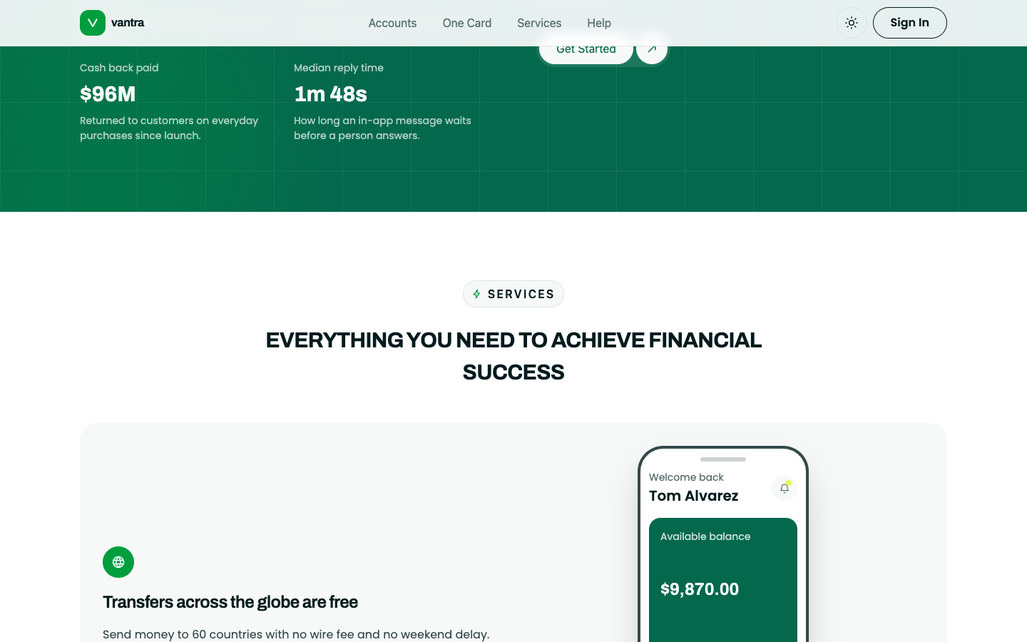 Vantra website template preview 5