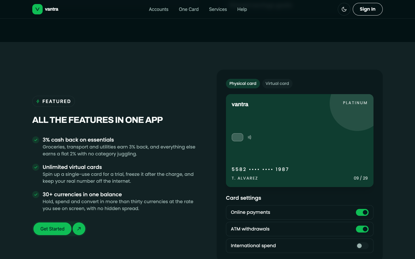 Vantra website template preview 4