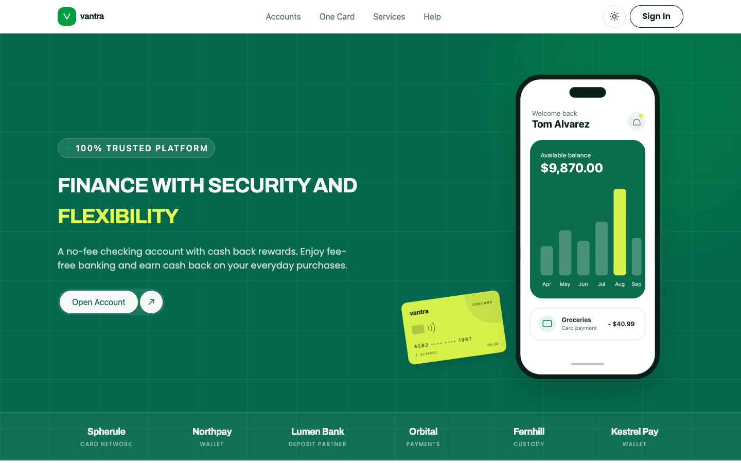 Vantra website template preview