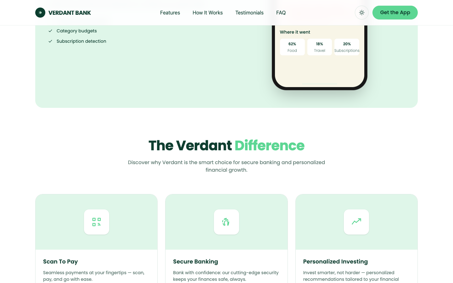 Verdant Bank website template preview 5