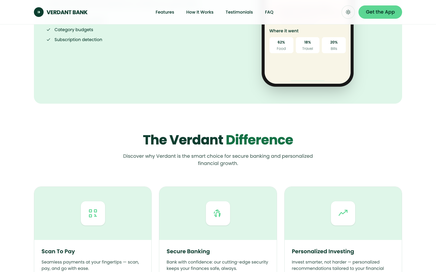 Verdant Bank website template preview 5