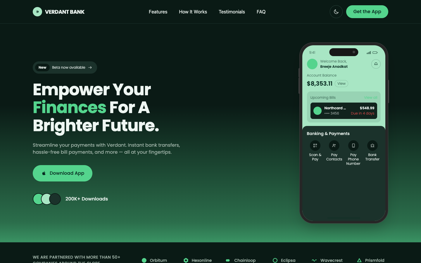 Verdant Bank website template preview 2
