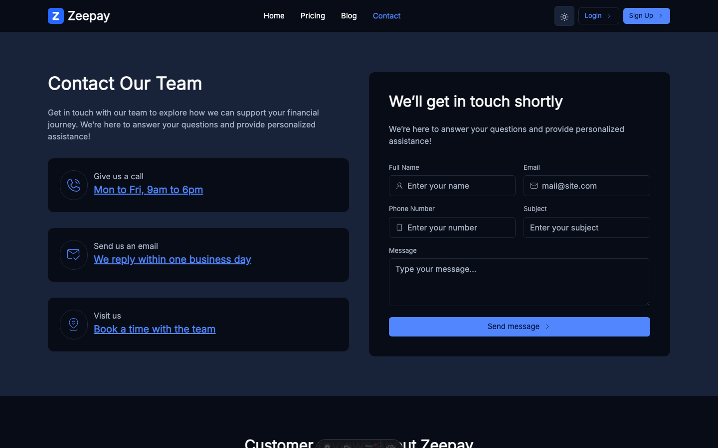 Zeepay website template — page 4