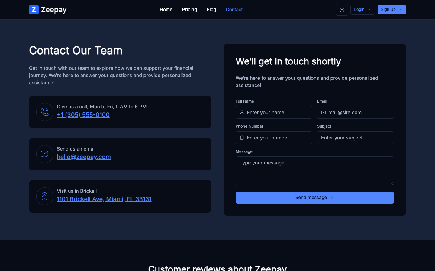 Zeepay website template preview 4