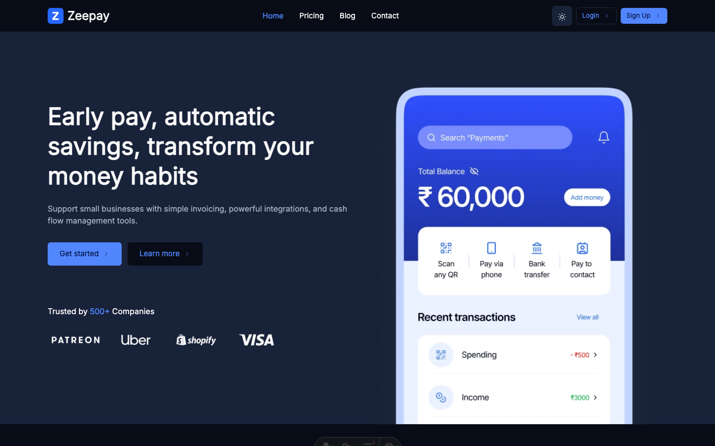 Zeepay website template — page 2