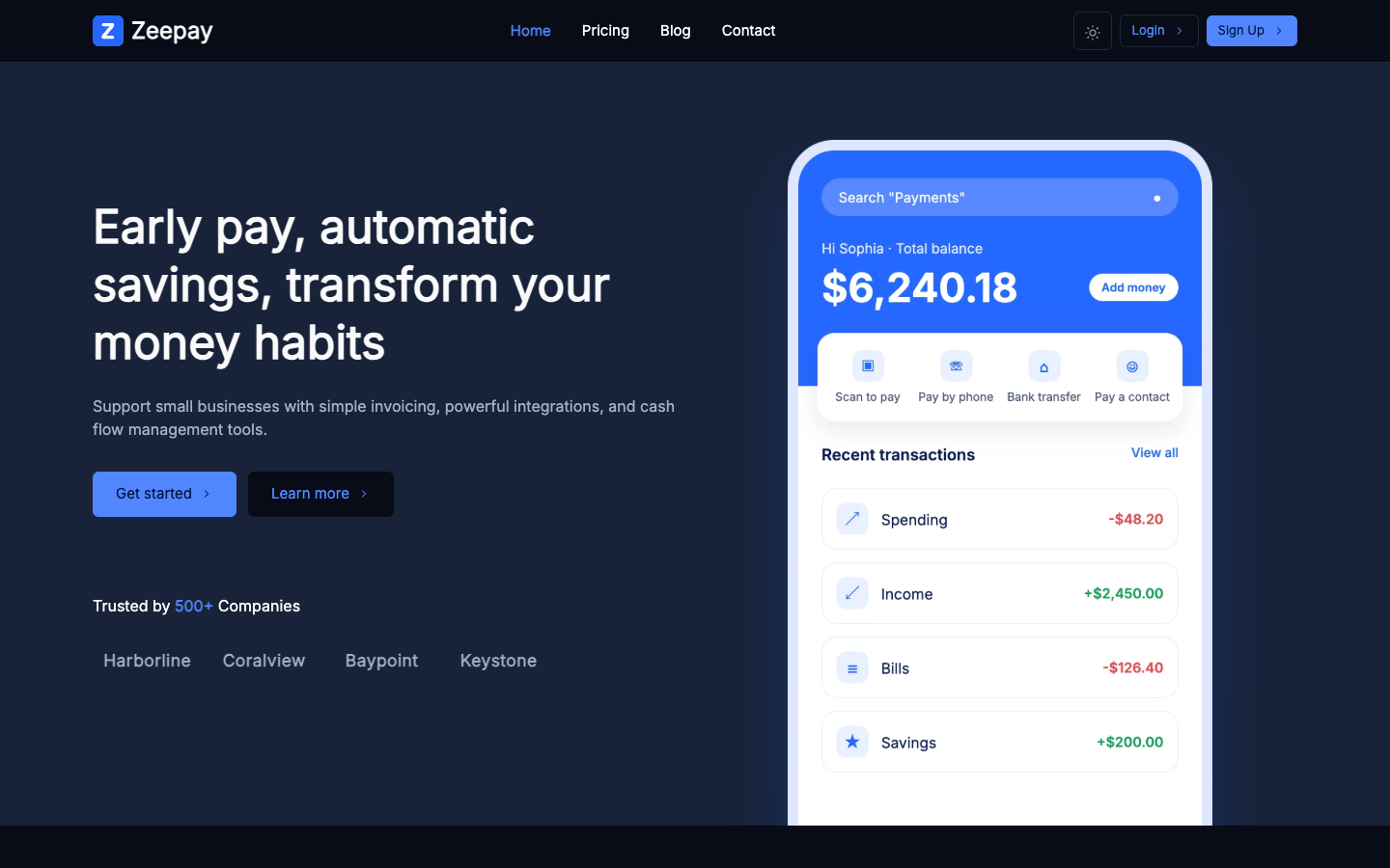 Zeepay website template preview 2