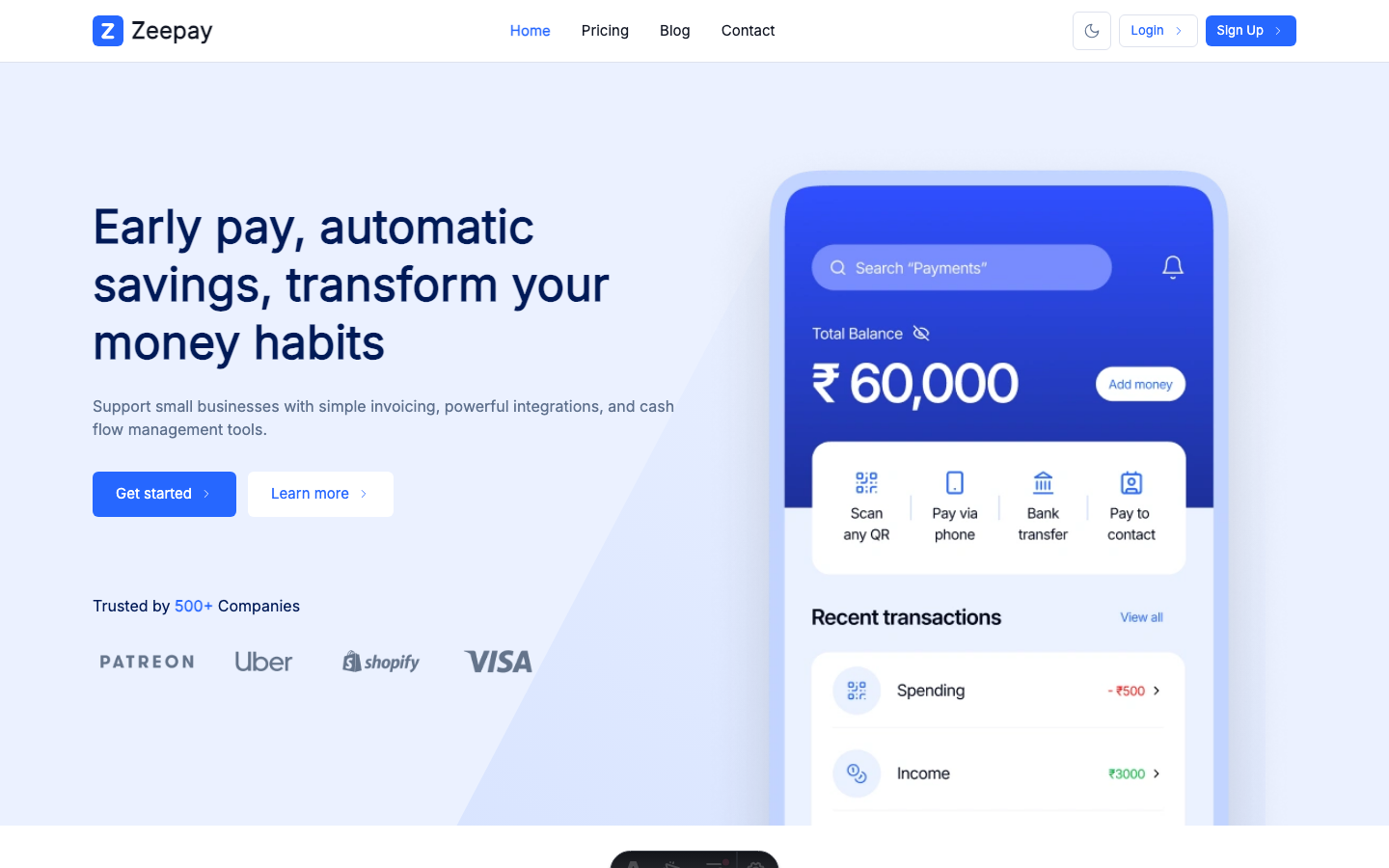 Zeepay website template preview