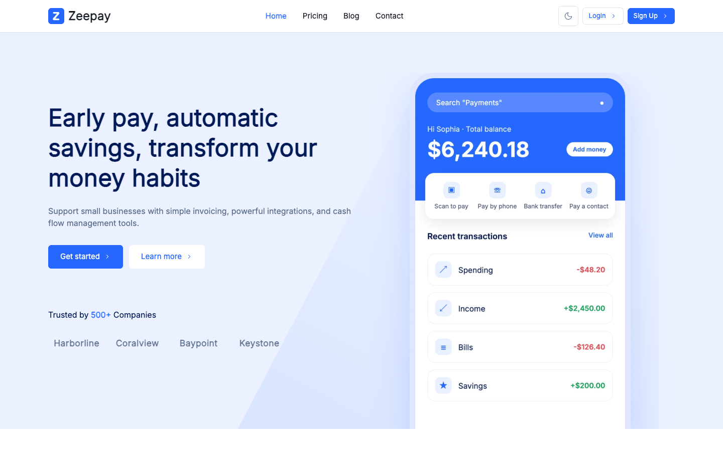 Zeepay website template preview
