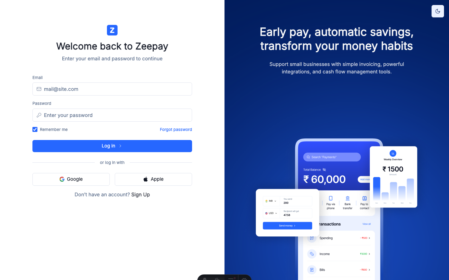 Zeepay website template — page 5