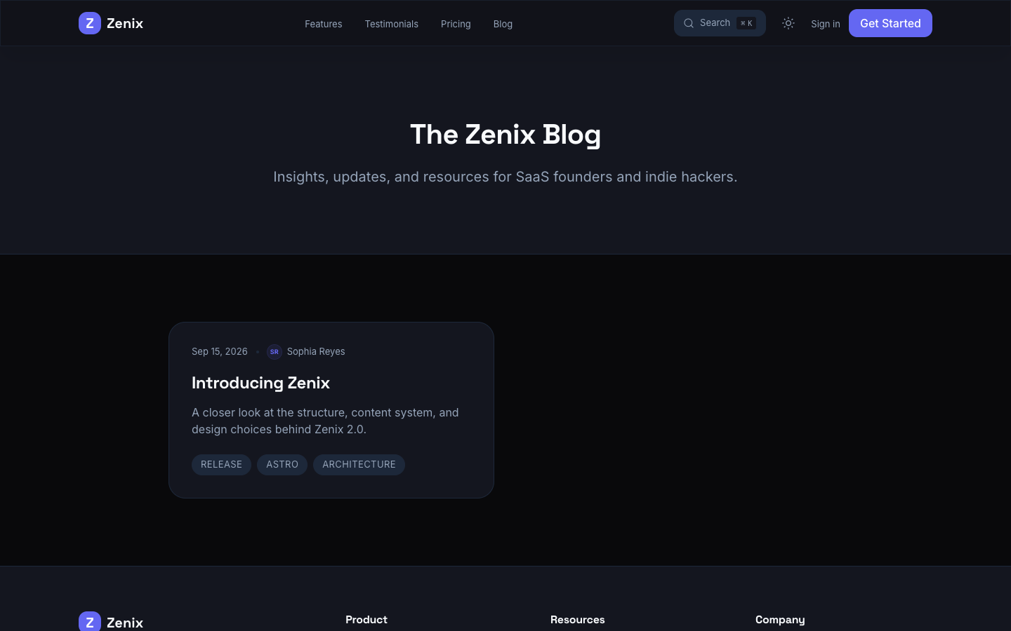Zenix website template preview 3