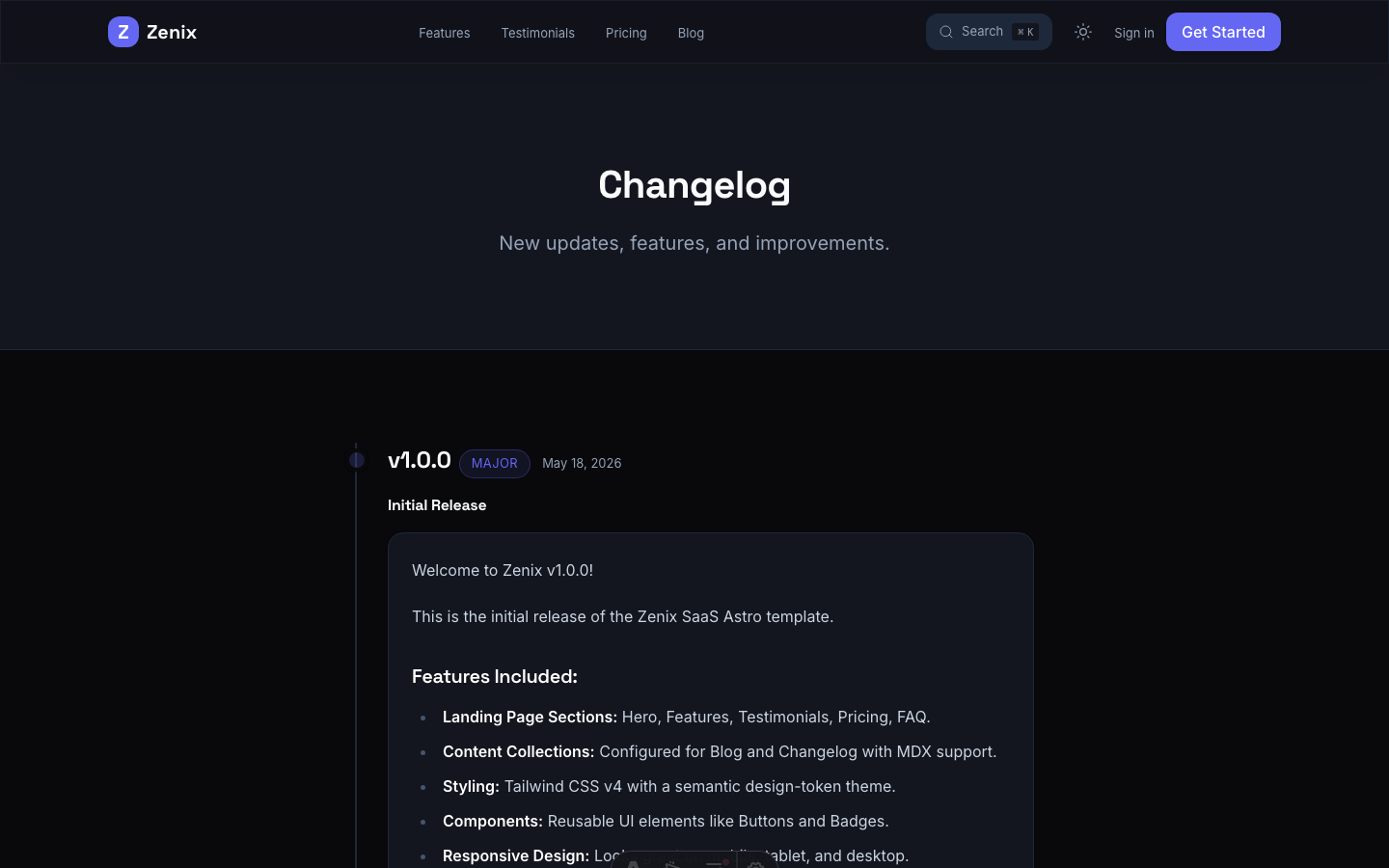 Zenix website template — page 4