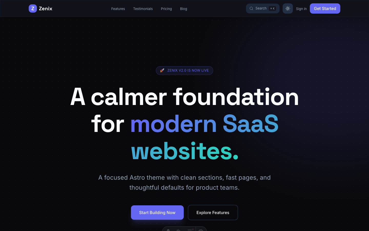 Zenix website template — page 2