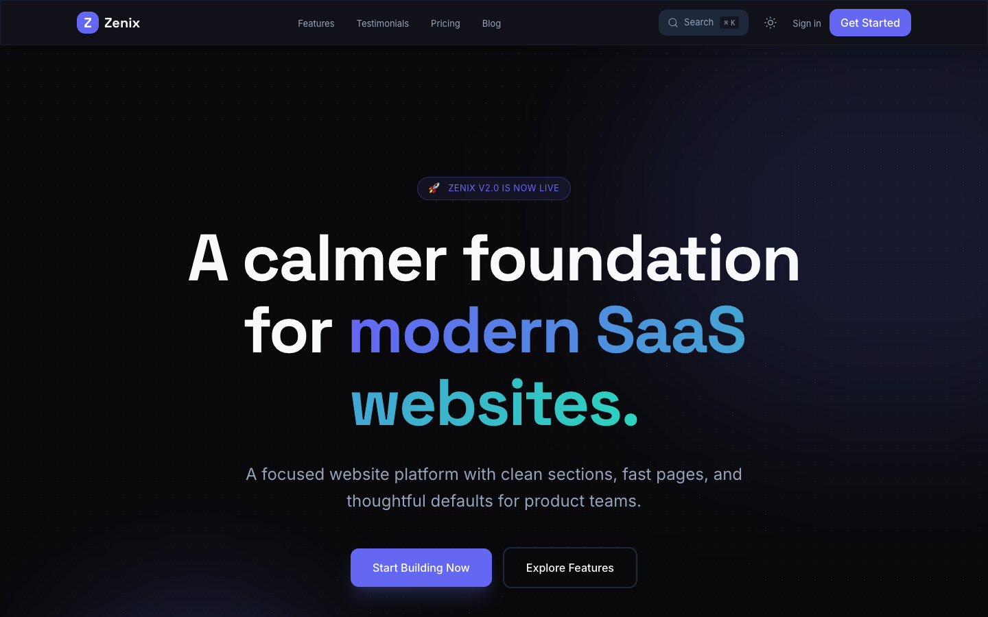 Zenix website template preview 2