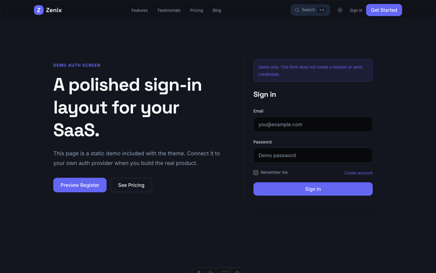 Zenix website template — page 5