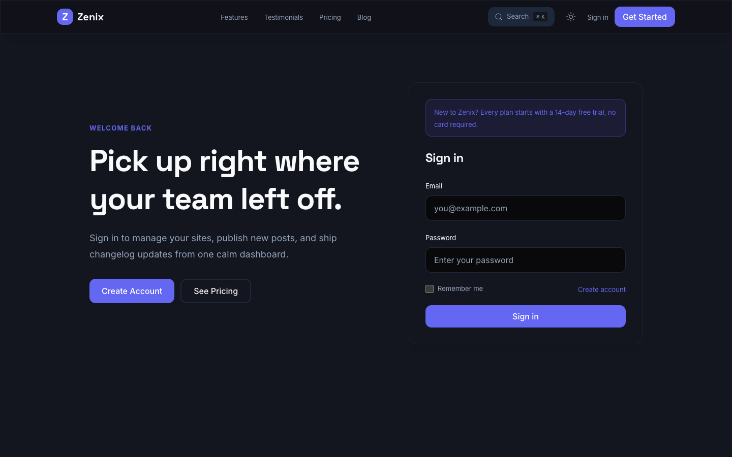 Zenix website template preview 5