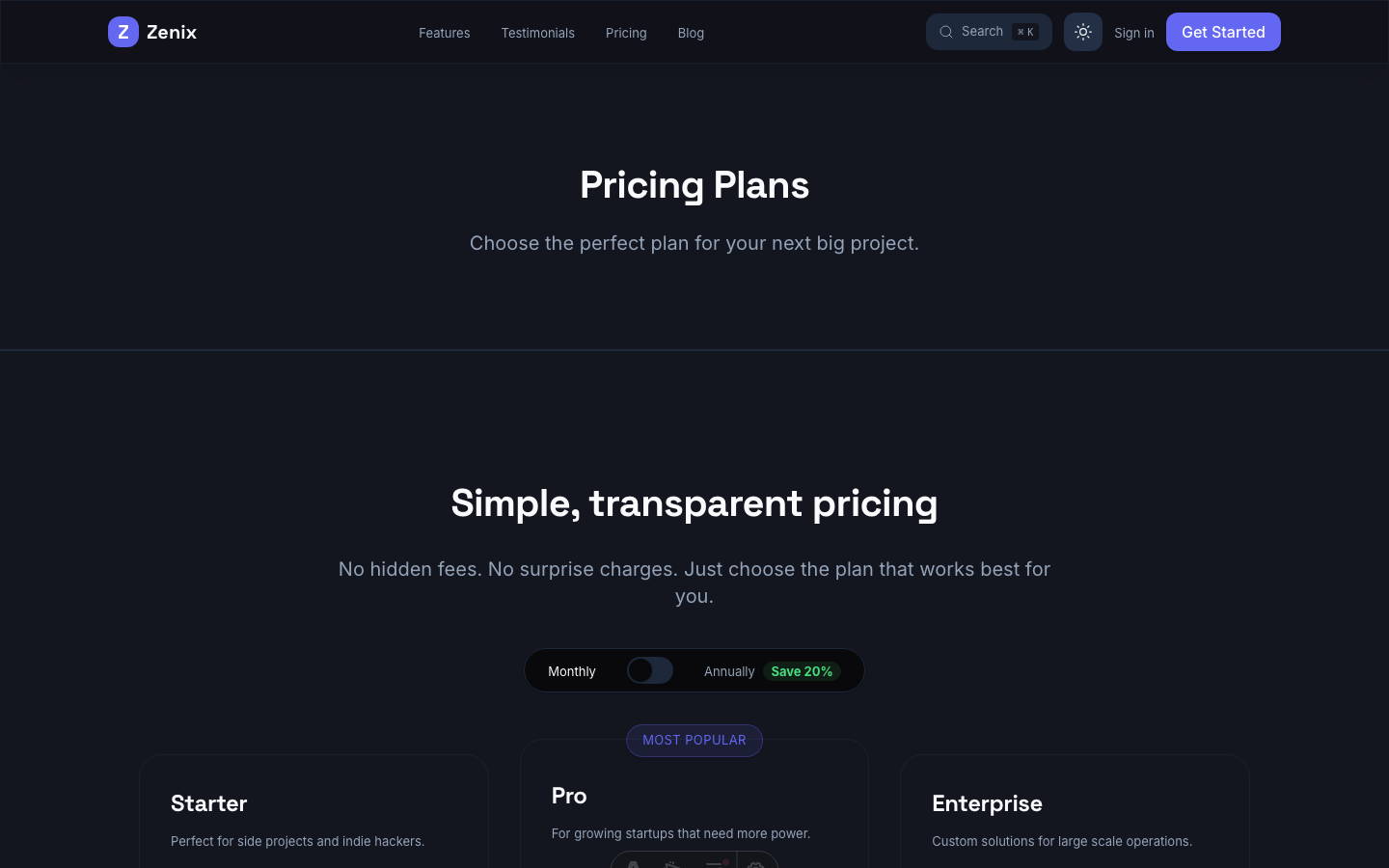 Zenix website template — page 6