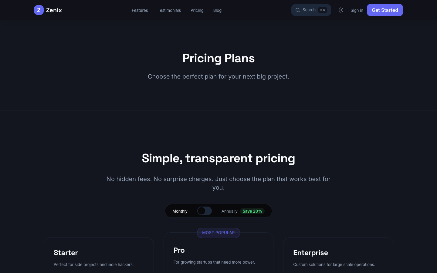 Zenix website template preview 6