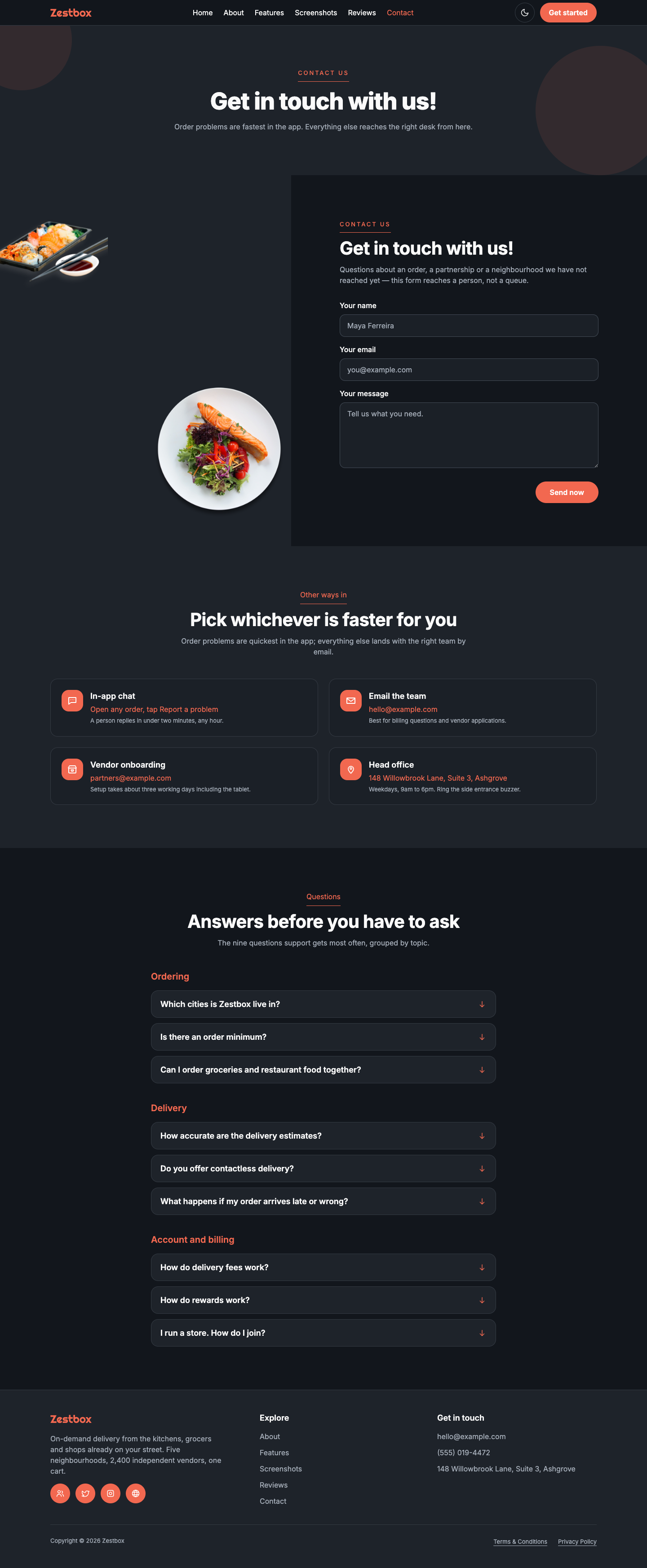 Zestbox website template preview 7