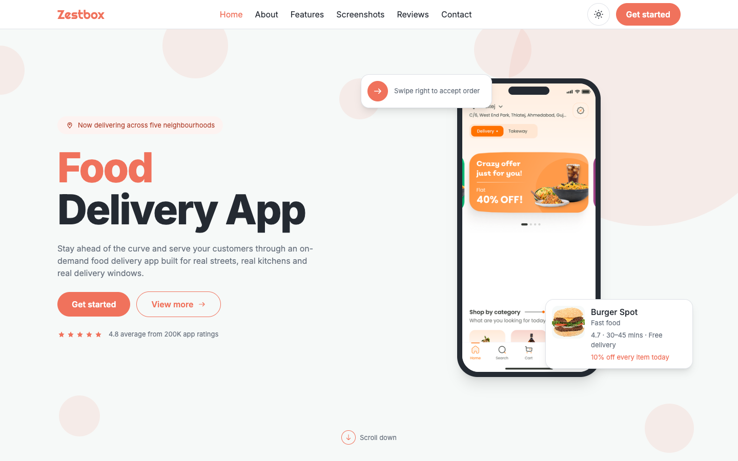 Zestbox website template preview