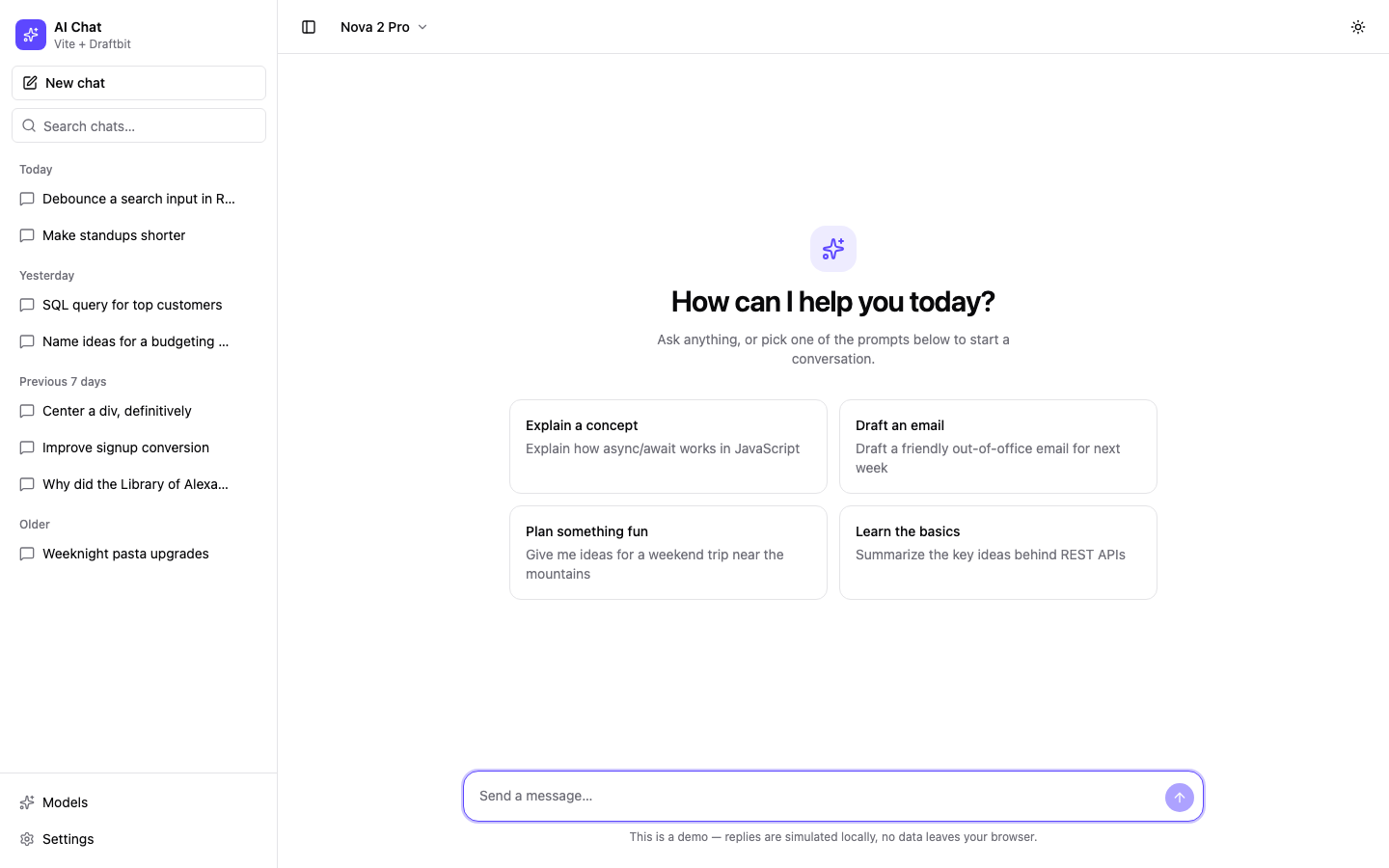 AI Chat web app template preview