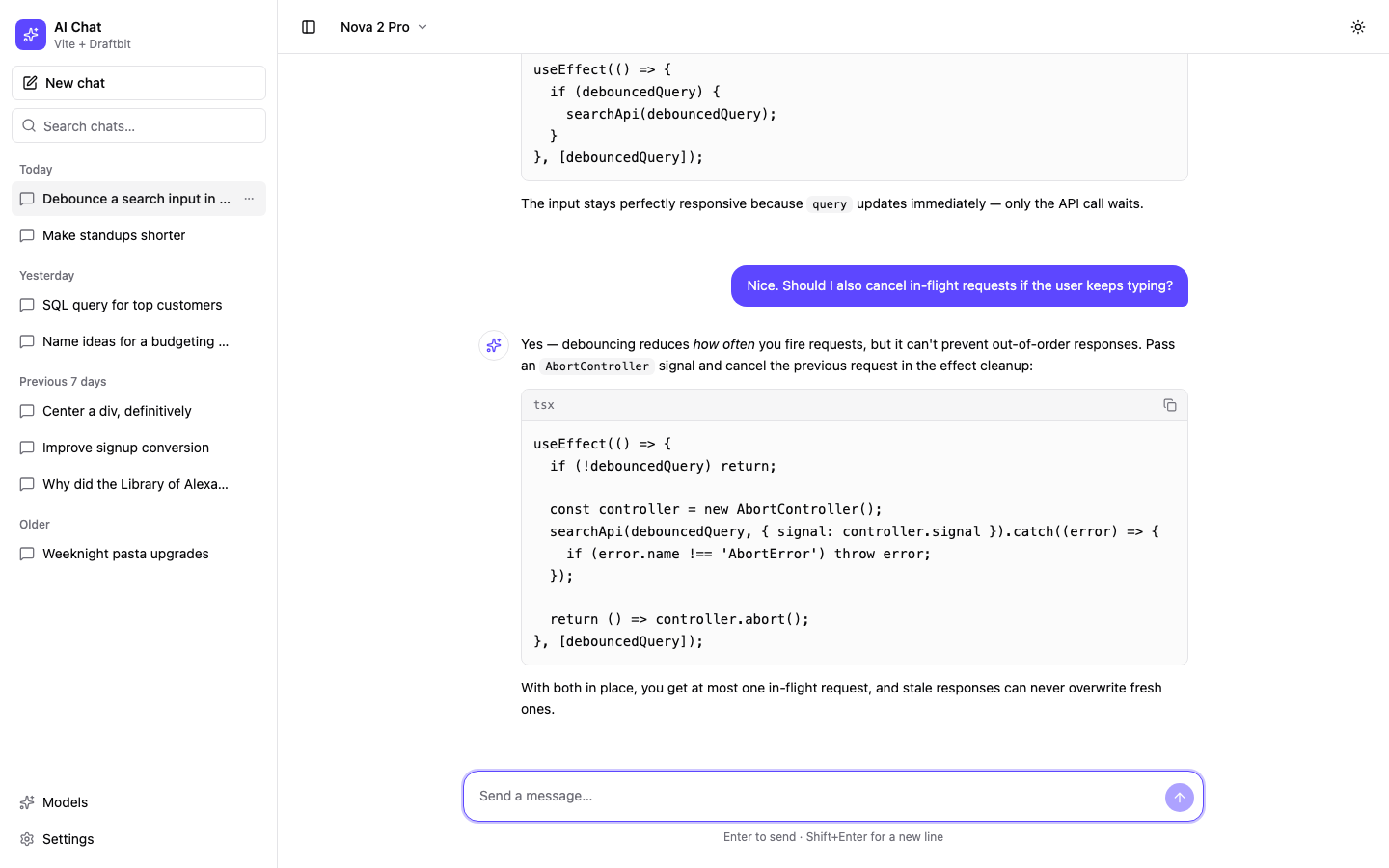 AI Chat web app template — screen 2