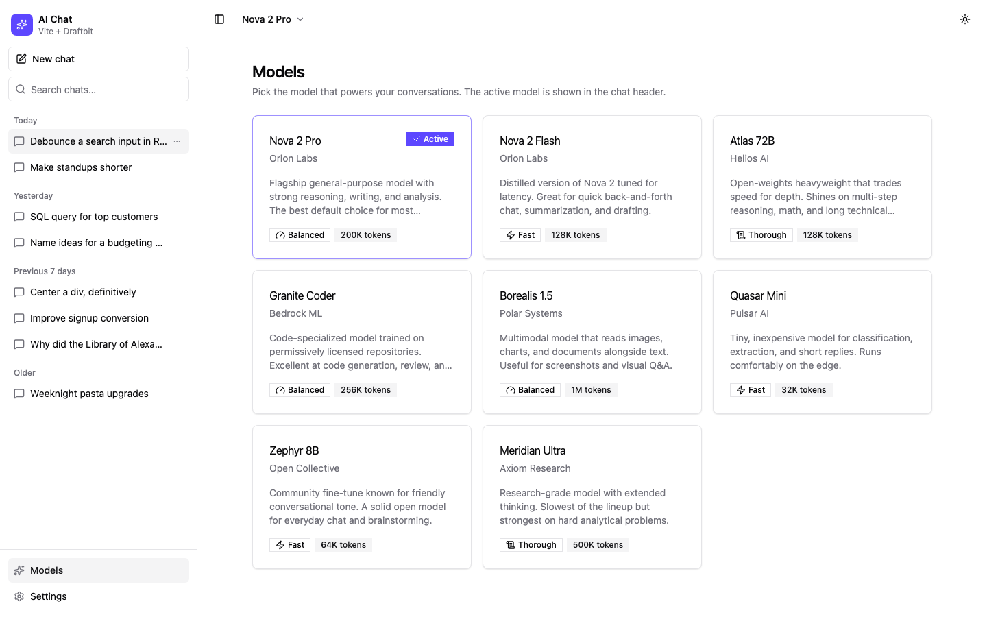 AI Chat web app template — screen 3