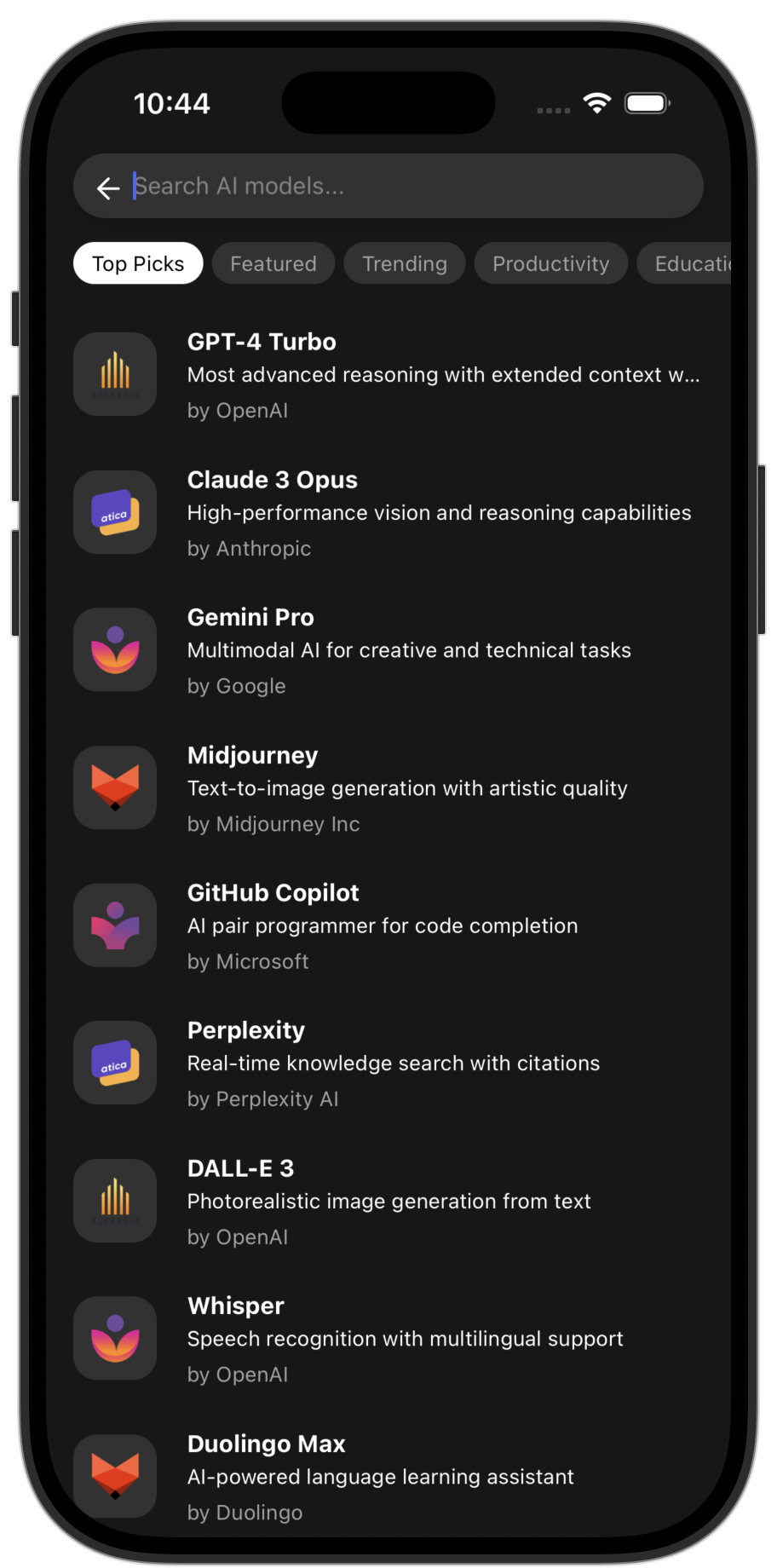Chat app template — screen 3