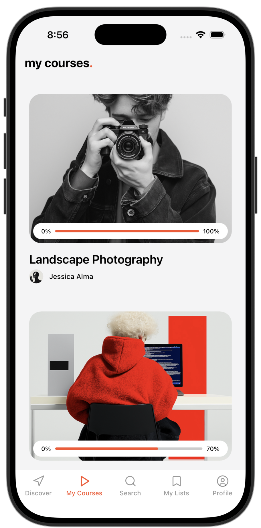 Courses app template — screen 2