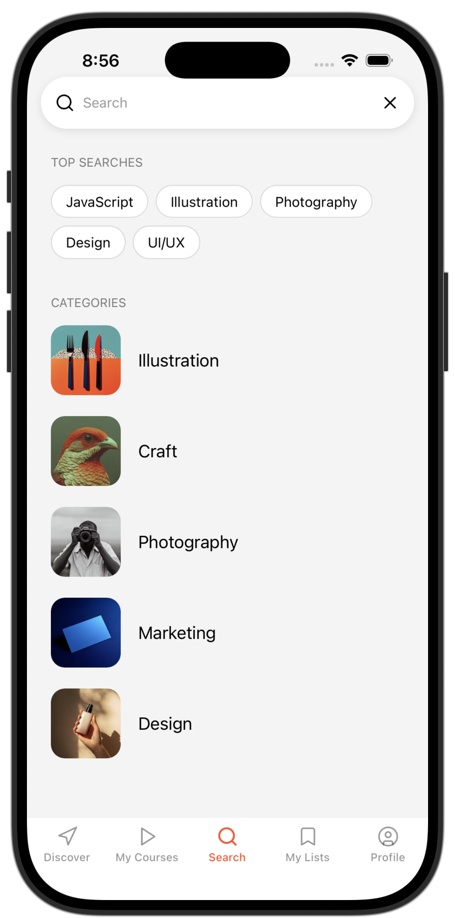 Courses app template — screen 3