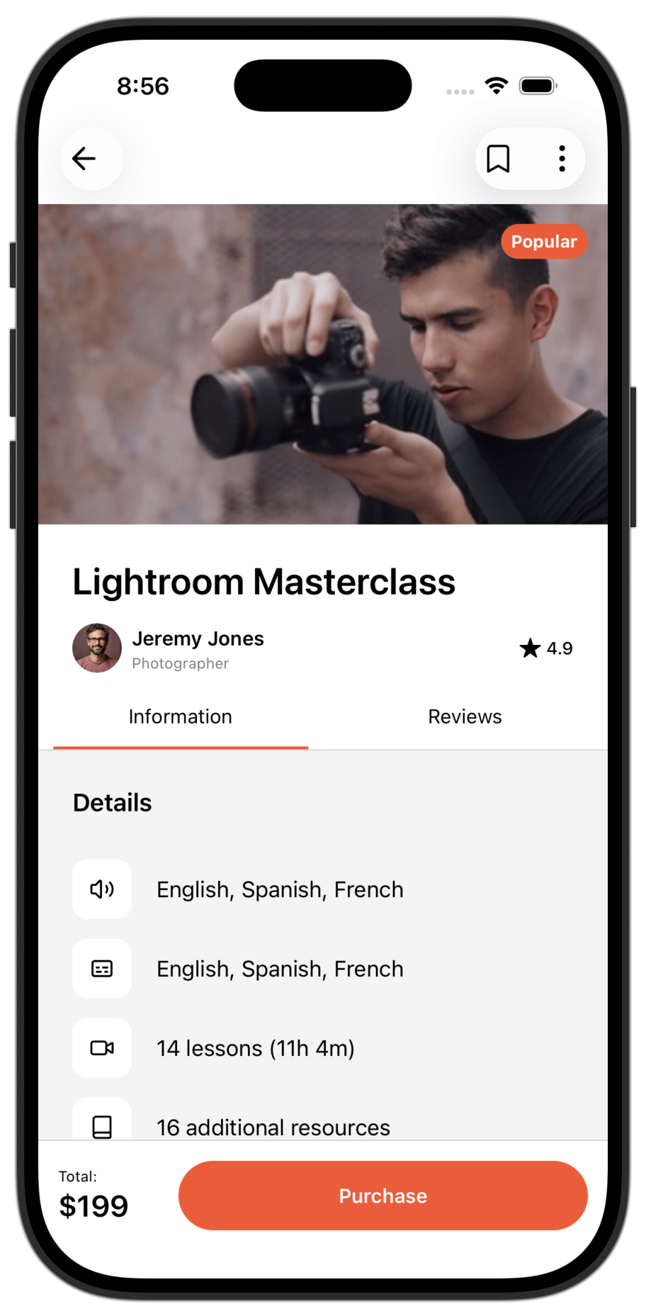 Courses app template — screen 6