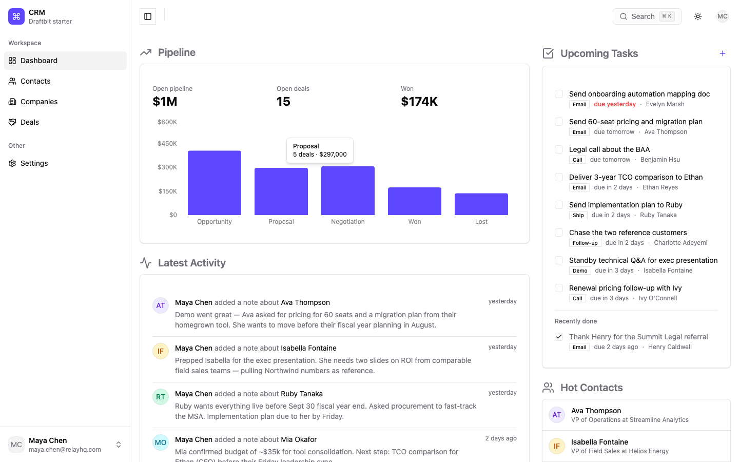 CRM web app template preview
