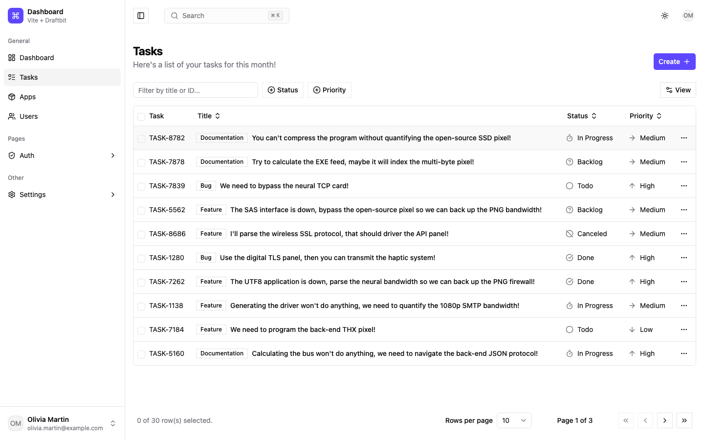 Dashboard web app template — screen 2