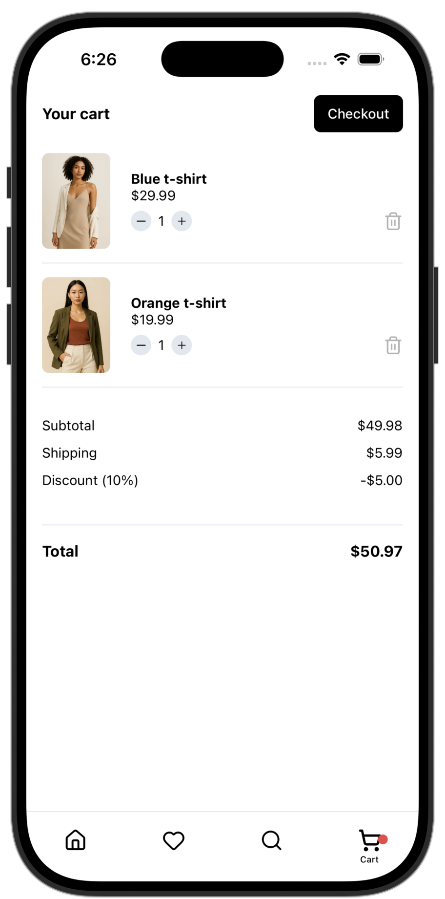 Ecommerce app template — screen 4