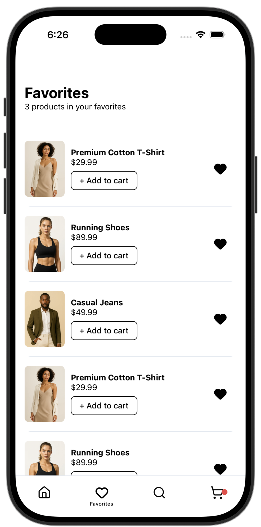 Ecommerce app template — screen 2