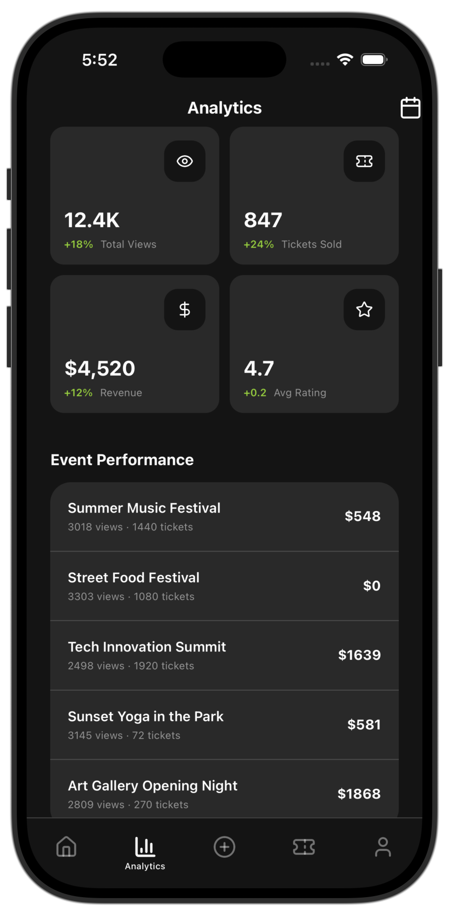 Events app template — screen 7