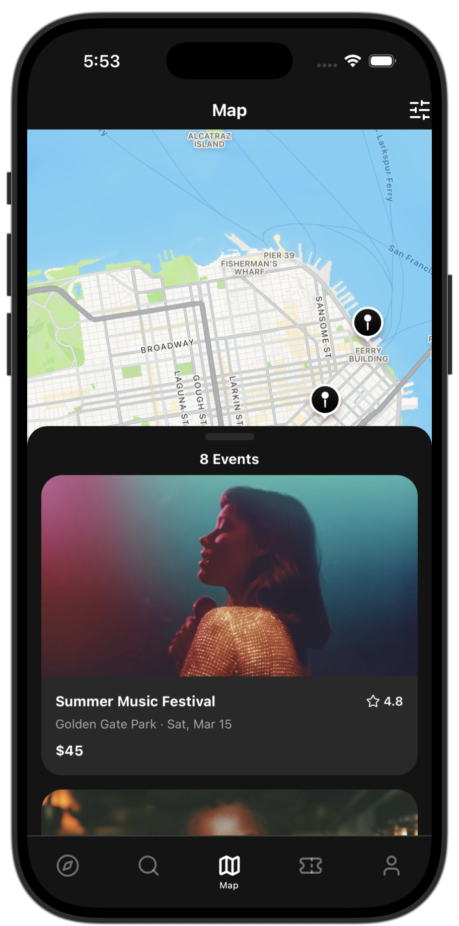 Events app template — screen 3